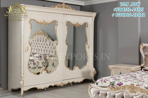 Muebles de dormitorio clásicos de tamaño Queen, color dorado y blanco, diseño elegante de cama europea, el mejor conjunto de dormitorio de estilo barroco - Product Image 4