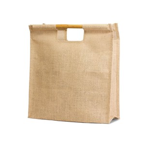 Bolso de mano de lino biodegradable de arpillera reciclada ecológica popular australiana, bolso de playa con logotipo personalizado, bolsas de compras de yute con letras florales - Product Image 3