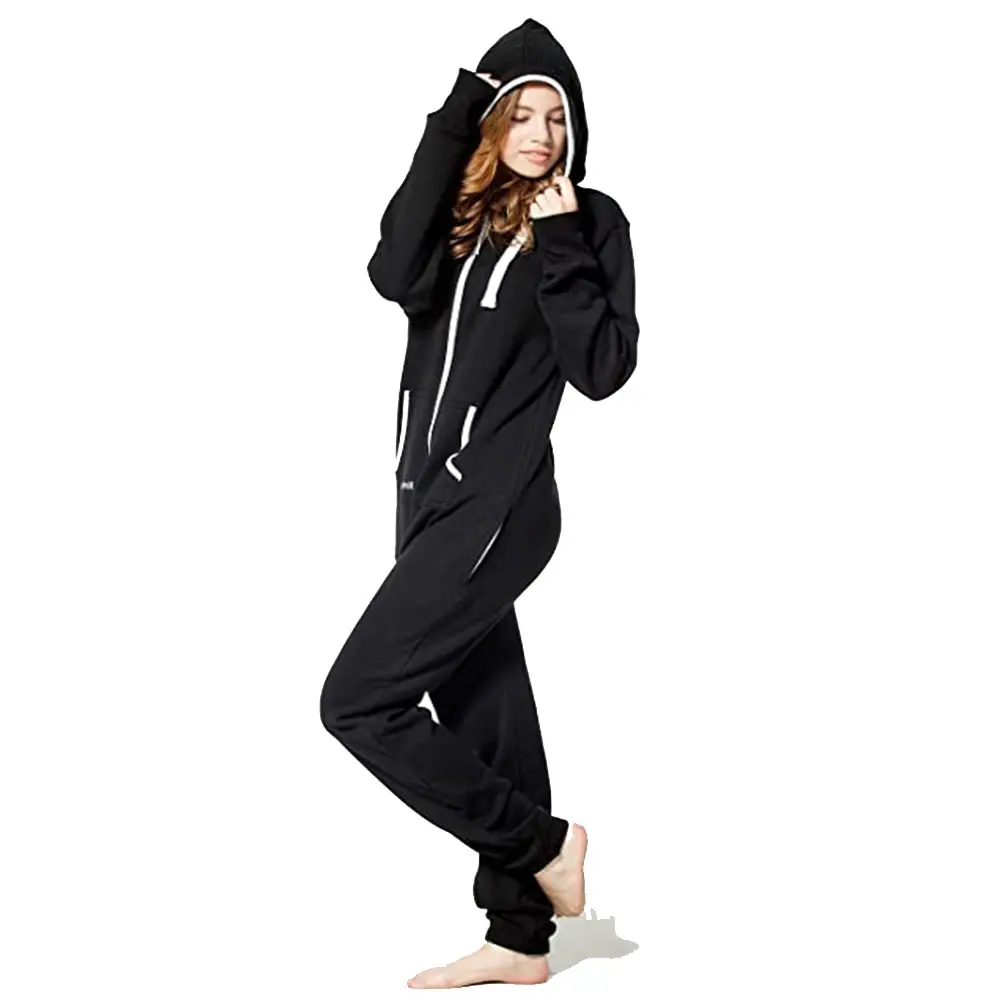 Wholesale Price One Piece Jumpsuit For Woman's Full Sleeve Hooded Collar Winter Wear Jumpsuit For Adults