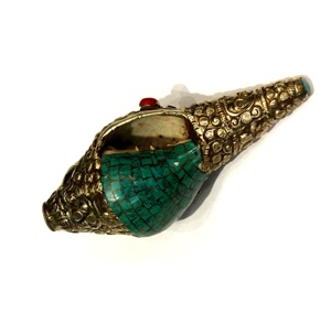 เปลือกหอยเป่าลมขนาดเล็ก ทำด้วยมือ วัสดุออร์แกนิก รูดรา เจมส์ ชังกา เปลือกหอยธรรมชาติ สำหรับทางศาสนา ขัดเงา IN;10122740 อินเดีย - Product Image 4