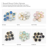 Naturel Blanc Noir Bleu Rose Couleur Druzy Ronde Lunette Pendentif Colliers-Grossiste Pierre Bijoux Fabricant à Prix Usine