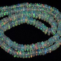 Perles Rondelles Facettées en Opale Éthiopienne Naturelle AAA de 4-5mm, Pierre à Effet Multicolore pour la Fabrication de Bijoux, Certifiées par un Certificat Tierce Partie
