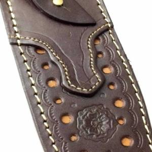 Funda de cuero hecha a mano con estilo de amenaza con incrustaciones de moda a precio de fábrica para cuchillos de hoja fija - Product Image 4