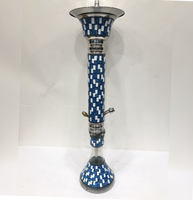 Vase en verre pour chicha Farida de luxe, fait main, en nacre et acier inoxydable, type courbé, mini, sur mesure, avec embout en bois et arabesque colorée