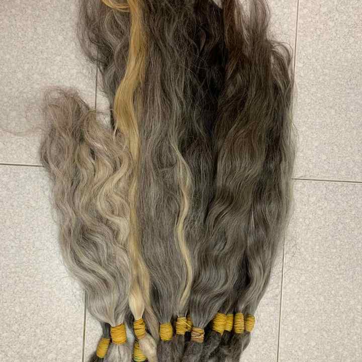 Grey Hair Bulk From Old Men, Natural White Grey Hair Bulk, Unprocessed Grey Hair