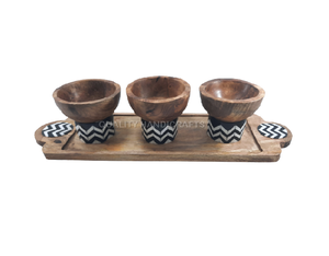 ถาดไม้ฝังแผ่นไม้อะคาเซีย,ถาดเสิร์ฟของหวานชามไม้พร้อมกล่องใส่ขนมไข่มุกสไตล์อาหรับ - Product Image 1