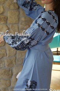 ชุดงานปาร์ตี้แฮนด์เมดปักลายแขนยาวคลุมเข่าสำหรับผู้หญิง,ชุดภูมิภาคทันสมัยหรูหราแฟนซี - Product Image 5