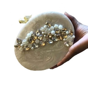 Bolso de noche con diamantes de imitación de resina con aspecto de mármol de lujo 2020, bolso de mano para fiesta - Product Image 2