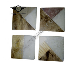 Posavasos Cuadrados de Madera de Mango y Resina, Estilo Clásico con Borde Natural, Ecológicos, de 10x10 CM, para Bar y Hogar, con Estilo y Funcionalidad - Product Image 5