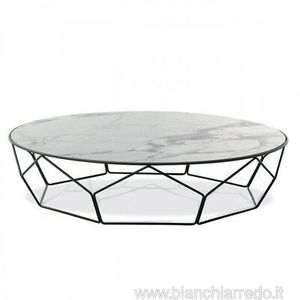 Customized Modern Luxury <b>Round</b> <b>White</b> Marble Coffee <b>Table</b> with Golden Metal Stand for Home Hotel or Restaurant - Product Image 2