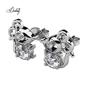 Pendientes <span class=keywords><strong>pequeños</strong></span> y bonitos con forma de ratón, adornados con cristales de <span class=keywords><strong>Swarovski</strong></span> Daisini, bonitos Pendientes chapados en oro de 18 quilates para niños - Product Image 6