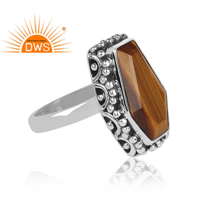 Anillo de piedras preciosas de ojo de tigre Natural para mujer, joyería con estilo, venta al por mayor, proveedor de joyería de plata de ley 925 - Product Image 3