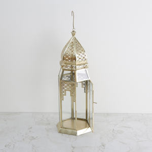Personalizado nuevo hecho a mano marroquí oro Metal y cristal linterna mejor calidad decorativa para el hogar y la decoración de la boda de Navidad - Product Image 3