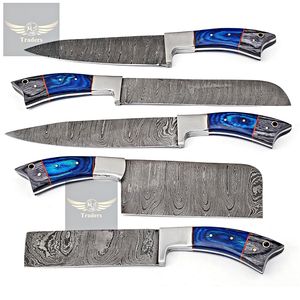 Ensemble de 5 couteaux de chef faits à la main, ensemble de couteaux de cuisine avec étui en cuir {MS-33} - Product Image 3