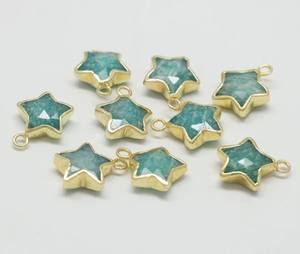 Amazonite Pierres Précieuses Étoiles Forme 10mm Électrolytique Pendentif - Product Image 2