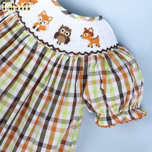 Robe mi-longue à imprimé animal smockée à la main pour enfants et petites filles - Service OEM/ODM BB1454 - Product Image 4