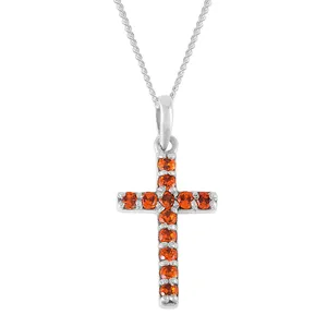 Wholesale Collection Carnelian Gemstone Cross Pendant 925 Sterling Silver Charm Link Chain Necklace Religion Jewelry Supplier