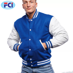 Chaqueta universitaria de manga de cuero genuino para hombre personalizada con cuello levantado, nuevo estilo de diseñador con revestimiento de procesamiento de lona - Product Image 3