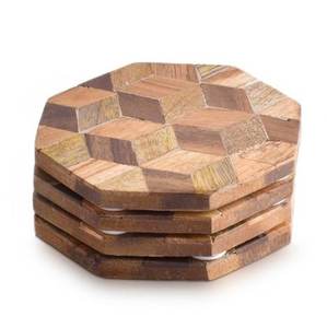Posavasos de piedra de madera de alta calidad Regalo de inauguración de la casa Posavasos de piedra y madera grises de lujo para bebidas para uso hecho a mano - Product Image 4