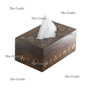 Boîte à mouchoirs en bois de couleur marron avec boîte de papier de serviette de qualité exclusive pour dessus de table et accessoires d'hôtel - Product Image 2