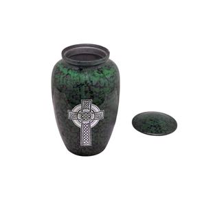 Urna Funeraria Azul de Alta Calidad, Diseño Grabado de Cruz Celta Sagrada, Estilo Americano, para Adultos, de Latón y Aluminio, Gran Capacidad, en Oferta - Product Image 3