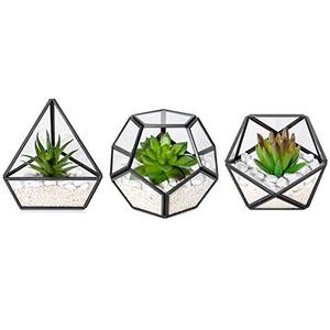 Fleurs de terrarium artificielles géométriques, métal or rose, cuivre, verre - Product Image 1