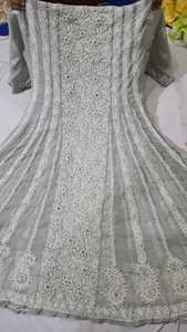 Atiyalibas Designer Doux Confortable Chikankari Avant Jaal Broderie Motif Floral 100% Coton Mousseline De Soie Travail À La Main - Product Image 2