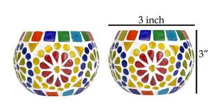 Juego de 2 Portavelas de Cristal Mosaico Multicolor, Portavelas Decorativos, Centro de Mesa, Decoración del Hogar - Product Image 2