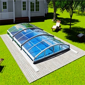 Tente de natation en verre avec ligne basse pour <span class=keywords><strong>piscine</strong></span>, chapiteau de soleil mobile, toit rétractable, maisons de patio, - Product Image 6