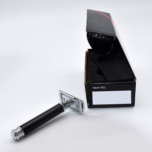 Manche de rasoir en acier, noir brillant, Logo personnalisé, sécurité à Double bord pour hommes, 1 pièce - Product Image 6