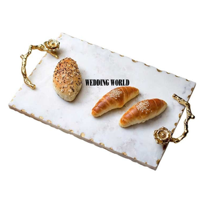 ถาดเสิร์ฟหินอ่อนตกแต่งคุณภาพสูงทําด้วยมือออกแบบจานคลาสสิกสไตล์ขายส่งใหม่แฟนซีถาดเสิร์ฟหินอ่อน - Product Image 2