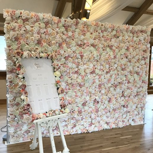 Customized 3D Photography Stage Backdrop Artificial Silk Rose cheap Flower wall Penal For wedding party Decoration