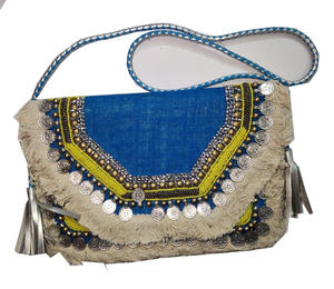 Sac à main en Jute, sac traditionnel à la mode, de couleur bleu Royal, nouvelle collection - Product Image 1