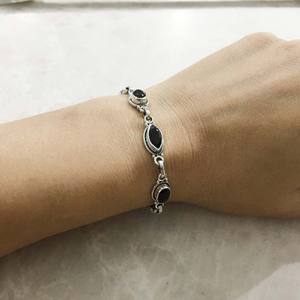 Pulsera Unisex duradera de alta calidad de Plata de Ley 925 cuarzo ahumado piedra preciosa de corte Marquesa diseño Popular regalos fiestas en línea - Product Image 4