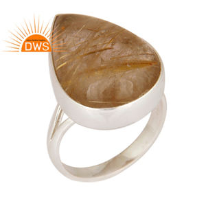 Solid 925 Silver Designer <b>Chunky</b> <b>Ring</b> Manufacturer Golden Rutile <b>Ring</b> Gemstone <b>Rings</b> Jewelry Classic Collection - Product Image 1