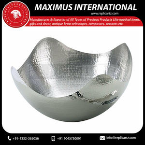 Decorative <b>Metal</b> Silver Plated Serving <b>Bowl</b> Brass Trim Accent Basket Fruit Living Dining Room Table Home Decor - Product Image 5