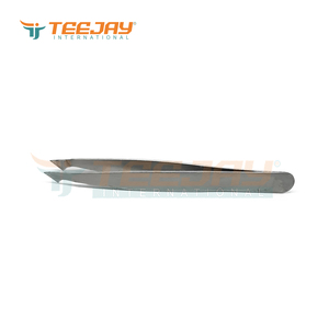 Pinzas plateadas de 9,5 cm para cejas, Punta inclinada, punta fina hecha a mano, agarre elegante, lo mejor para cejas, desplume de pelo - Product Image 2