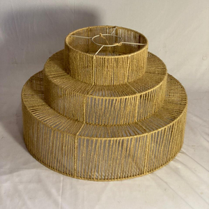 Lámpara colgante de cúpula de estilo mimbre de cuerda de cáñamo Natural hecha a mano tejida de ratán para sala de estar al aire libre hoteles Exterior para Interior - Product Image 1