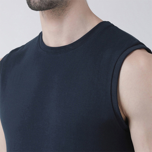 Camiseta sin mangas para hombre, cuello alto, color azul marino, 100% algodón poliéster, verano, logotipo personalizado, precio mayorista 2026 - Product Image 4