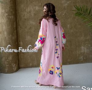 Vestido largo con manga abombada bordada, Kimono personalizado de alta calidad con bordado Floral para playa - Product Image 6