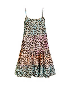 Robe tunique mini à volants, imprimé animal, style bohème rétro, en coton frais et doux, tie-dye, ourlet doré, best-seller - Product Image 4