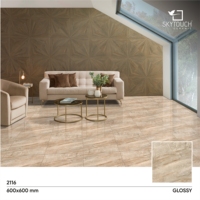 Carrelage en porcelaine de qualité supérieure résistant à l'usure SKYTOUCH, aspect marbre, brun moderne classique, 600x600 mm, 10 mm, carrelage d'intérieur, durable