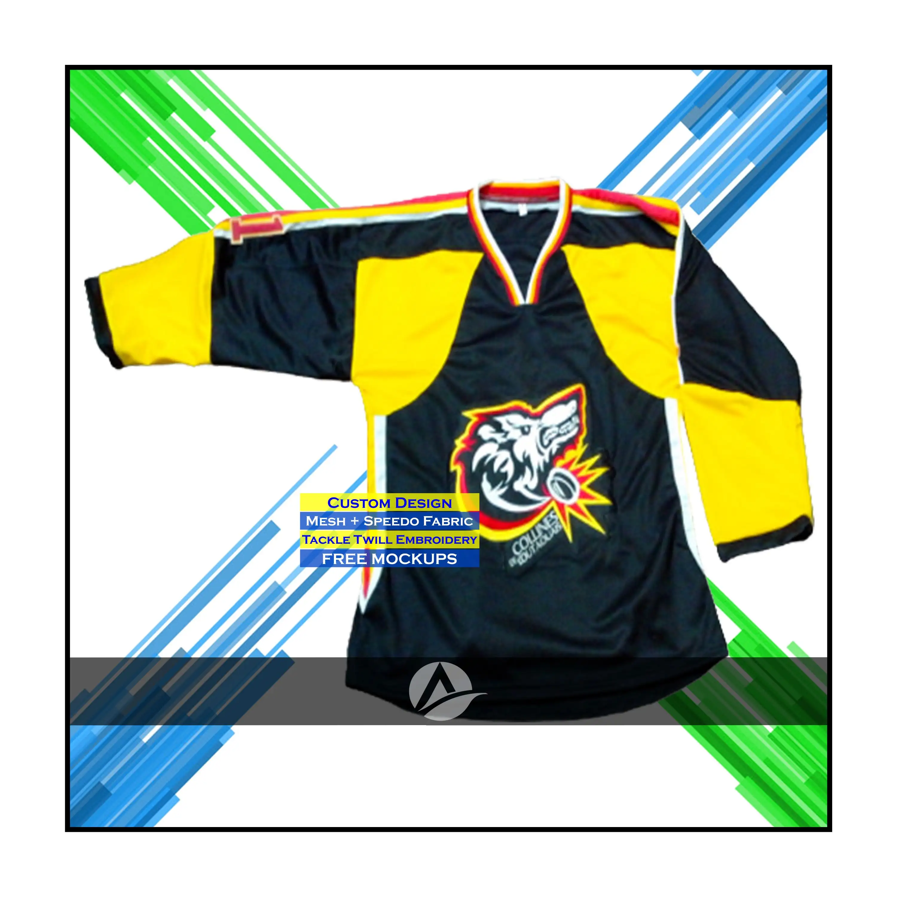 Camisetas de hockey sobre hielo personalizadas con nombres y números, jersey de Hockey con cierre de encaje de tela de 300 gsm para equipos profesionales