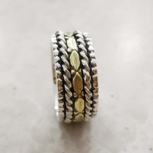 Handmade 925 Sterling Silver Spinner Nhẫn Mới Thiết Kế Đồ Trang Sức Đám Cưới Kim Cương Cắt Brass Thiền Quay Ban Nhạc Cho Engagement - Product Image 2