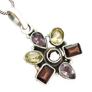 Meilleure vente nouveau Design 925 argent Sterling naturel améthyste grenat citrine pierre précieuse Design Unique pendentif fait à la main Boho bijoux - Product Image 1