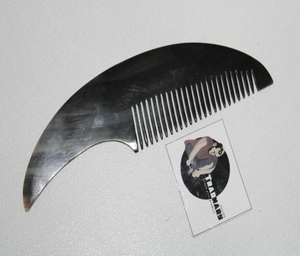 Peine de pelo de Búfalo con dientes anchos y mango de gran tamaño, Material Natural negro de cuerno, peine alisador de pelo, uso doméstico portátil - Product Image 1