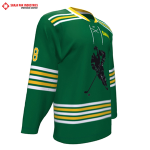 เสื้อฮอกกี้น้ำแข็งสีเขียวแบบสั่งทำเสื้อเจอร์ซีย์พิมพ์ลายด้วยความร้อนชุดฝึกทีมโลโก้ตามสั่ง - Product Image 2