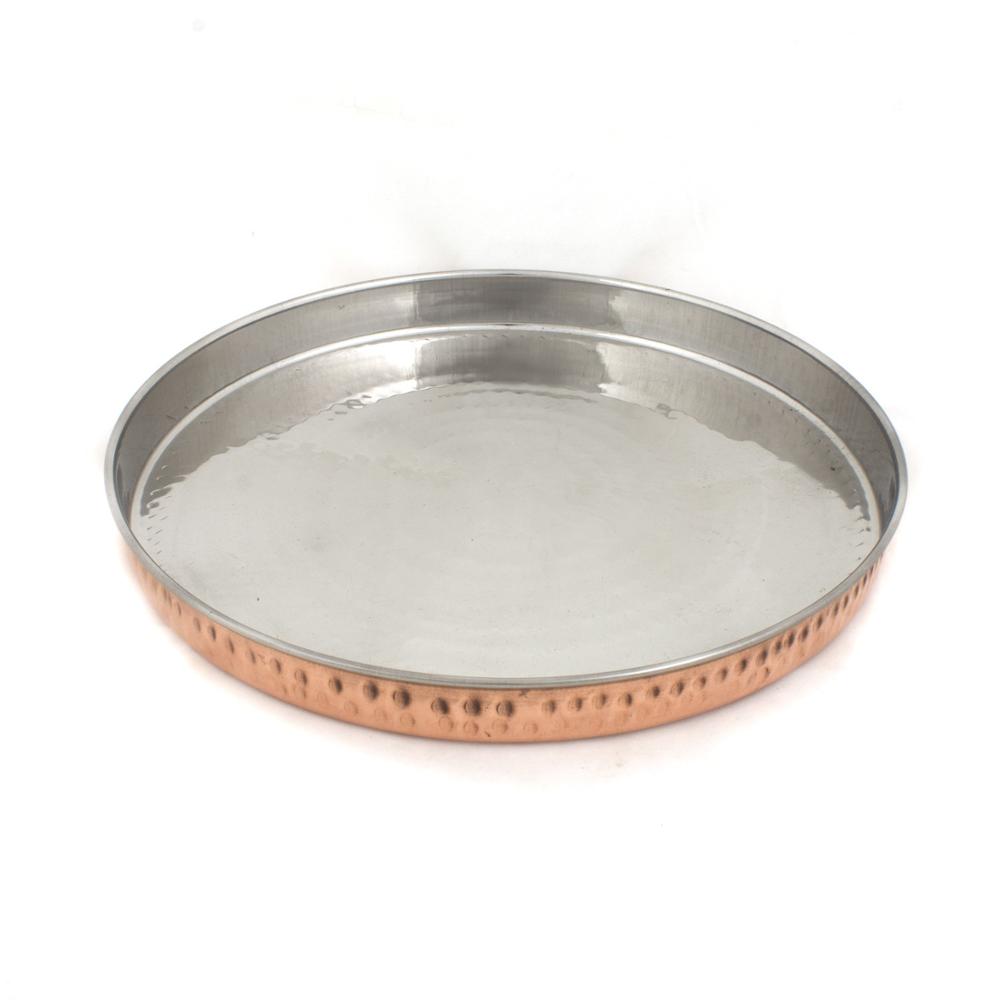 Ensemble d'assiettes en métal et cuivre, 4 pièces pour la décoration de la salle à manger et du mariage, avec fabrication indienne