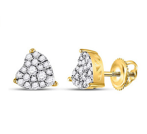 Sheetal Diamonds Indian Style 10K Yellow Gold Unique Designer Stud Screw Back Earring 0.25TCW Brilliant Cut Real Diamond Cluster - Product Image 1