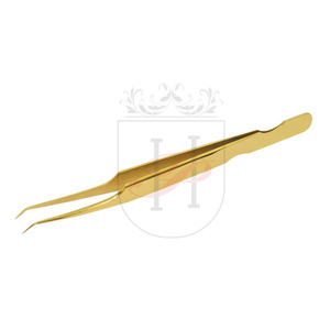 Or Pince À Épiler À Cils avec Base Coupée Conception, Volume et L'isolement pincettes 6mm 45 degrés, Pince À Cils de Marque Privée - Product Image 2